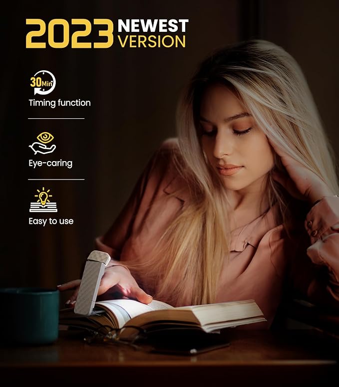 OPAUL USB Rechargeable Book Light, Clip-on LED Bookmark Reading Light in Bed, 3 Amber Colors & 5 Brightness, Long Lasting, Perfect Gifts Stocking Stuffers for Book Lovers, Adults, Kids
