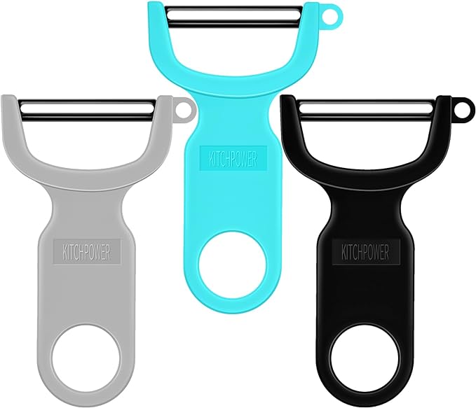 Original Vegetable Fruit Peeler Carbon Steel Blade 3 Pack Grey/Blue/Black…