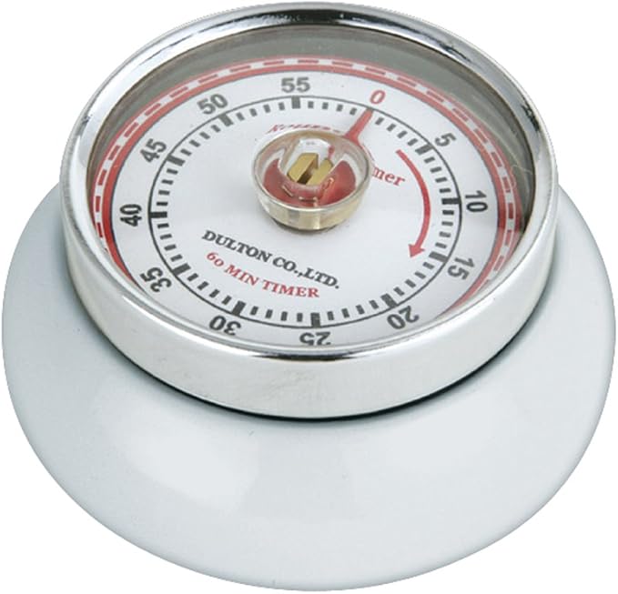 Zassenhaus Magnetic Retro Kitchen Timer, Classic Mechanical Cooking Timer (White)