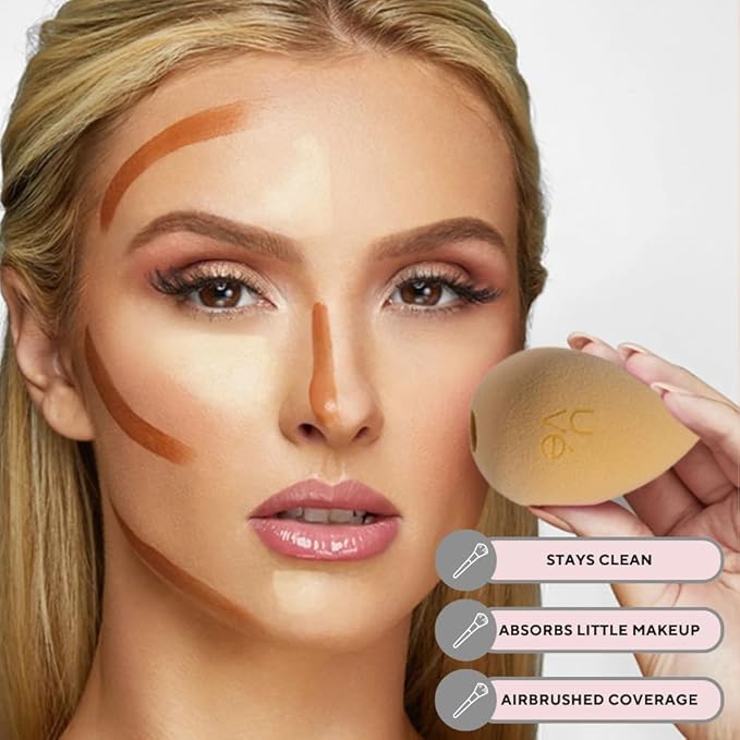 PURE Halo Makeup Blender Sponge, Streak Free Application of Liquid, Powder & Cream Foundation, Professional Complexion Blending Tool, Cruelty Free, Vegan, Latex Free