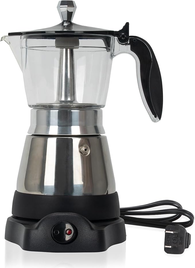 LAOION Cafeteras Electricas Modernas Moka Pot, Italian Coffee Espresso Machine, 6 Cup Cuban Coffee Maker with Detachable Base & Overheat Protection, Greca Electrica De Cafe Gift for Travel