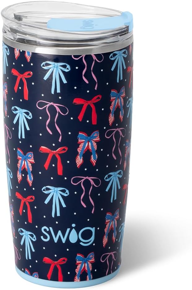 Swig Life 22oz Insulated Tumbler, Travel Coffee Tumbler with Lid, Cup Holder Friendly Travel Coffee Mug, Stainless Steel, 22 oz Tumblers, Reusable Insulated Mug with Lid (Miss Independence)