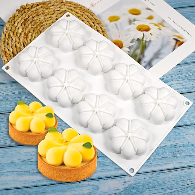 Flower Donut Silicone Mold Fondant Cake Mold DIY Chocolate Baking Tools Cake Decoration Accessories Bakeware (Flower A_11.8 x6.88 x0.8inch)