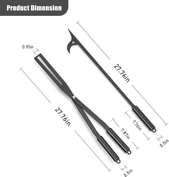 Heavy Duty Fire Tongs Firewood Grabber Tool with Scissor Shape Serrated, Bonfire, Campfire Fire Pit Log Claw Tongs (Black)