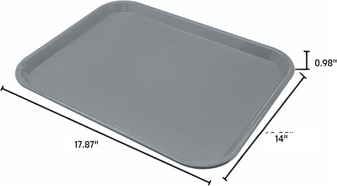 Carlisle FoodService Products Cafe Fast Food Cafeteria Tray with Patterned Surface for Cafeterias, Fast Food, And Dining Room, Plastic, 17.87 X 14 X 0.98 Inches, Forest Green, (Pack of 12)