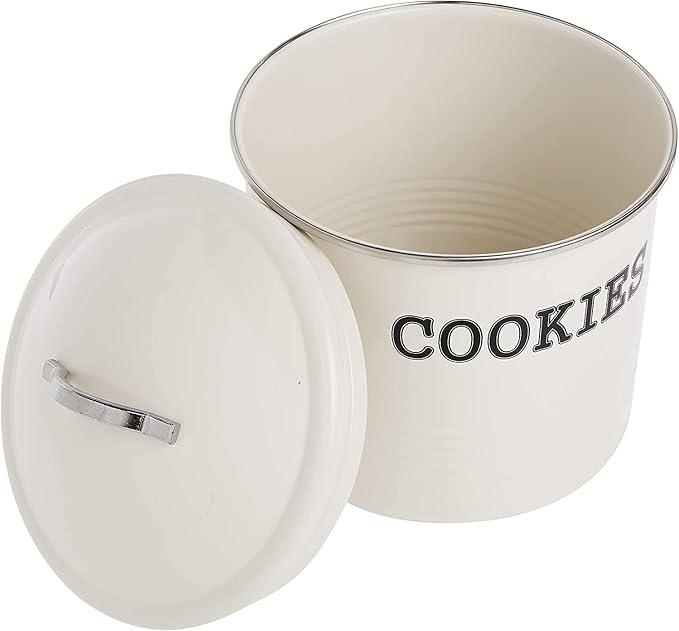 JOEY'Z Large 1.25 Gallon Airtight Cookie Jar with Lid - Large Cookie Jars with Lids, Ivory Counter Decorative - Makes a Great Dog Treat Jar