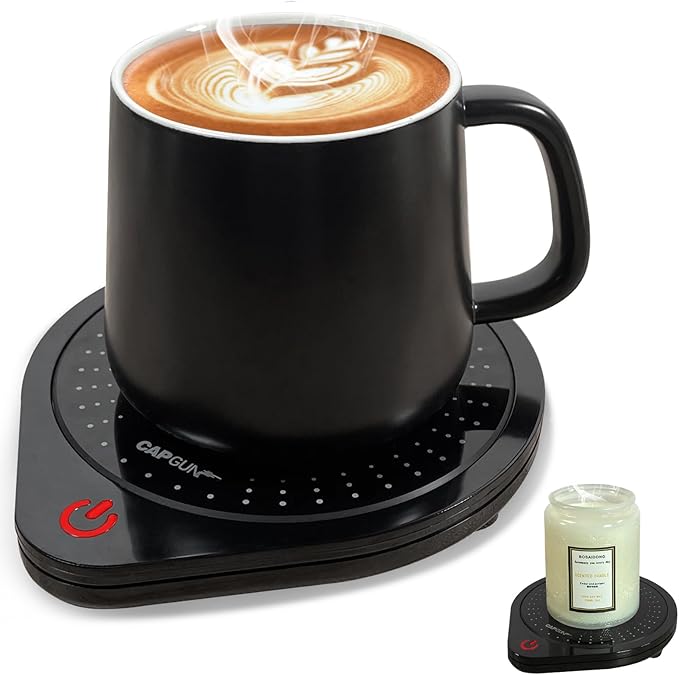 25W Electric Candle Warmer for Coffee Mugs, 75℃ Heating & Auto Shut-Off, Spill-Proof Desk Warmer for Beverages (Black)