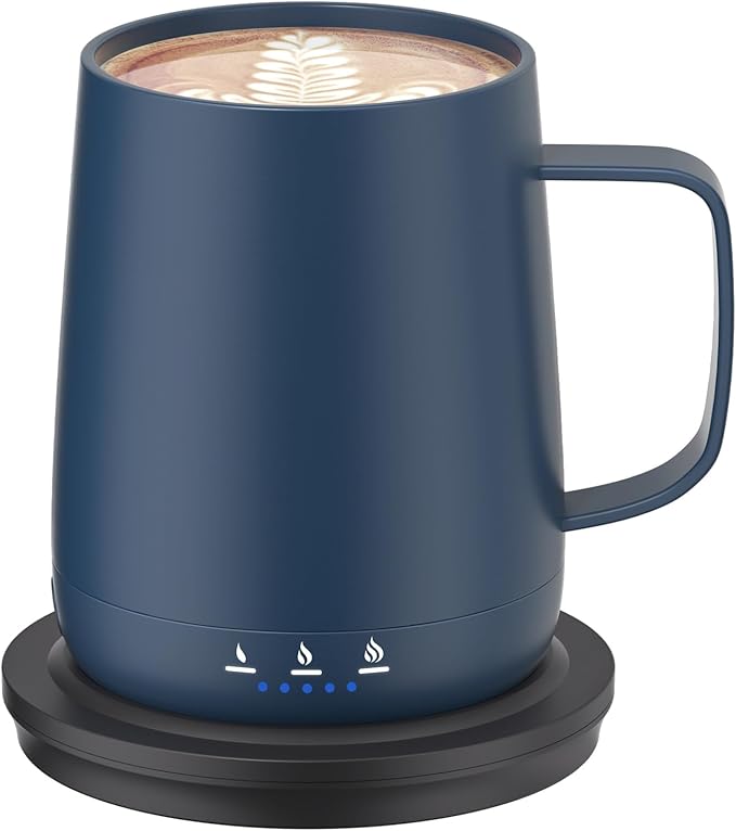 Smart Self Heating Coffee Mug,14oz Temperature Control Coffee Mug,Hot up to 150°F,Rechargeable Heated Coffee Mug,Up to 6H Battery Life,Coffee Cup Warmer,Great Gift for Coffee Lovers,Dad,Mom (Blue)