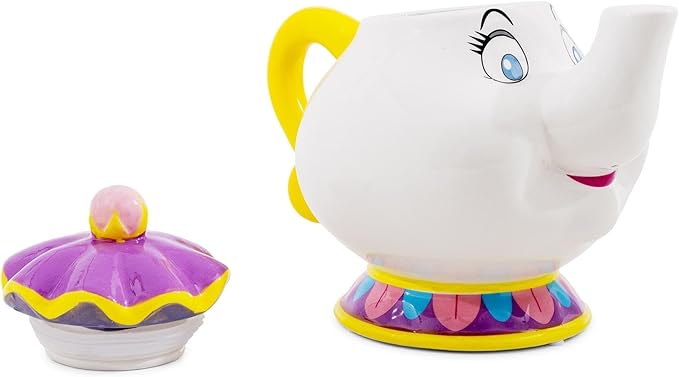 Silver Buffalo Disney Beauty and the Beast Mrs. Potts Teapot 3D Sculpted Ceramic Cookie Snack Candy Jar (Small)