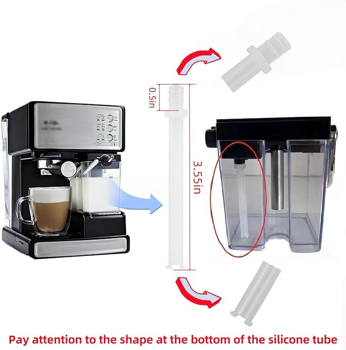 (4 pack) 162416-000-000 Silicone tube Milk Frothing Silicone Pipe Tube Compatible for Mr Coffee BVMC-ECMP1000 BVMC-ECMP1000RB BVMC-ECMP1102 BVMC-ECMP1106 Espresso Maker Milk foam straw