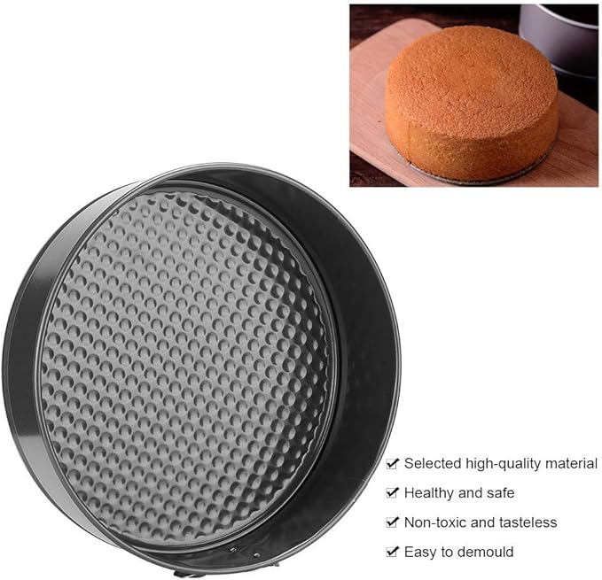 qiuqiu Nonstick Loop Removable Bottom Cake Pan, Round Shape Carbon Steel DIY Mousse Baking Mold, for Baking-22cm / 8.7in