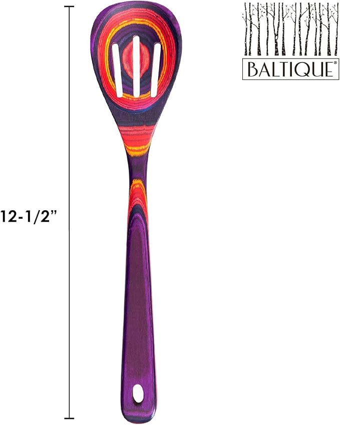 Totally Bamboo Baltique Waikiki Collection 12-1/2" Wooden Slotted Cooking Spoon, Safe for Nonstick