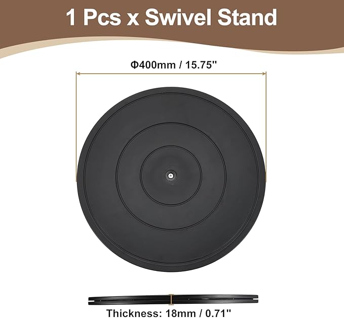 uxcell 2Pcs 16 Inch Rotating Swivel Stand with Steel Ball Bearings, 360 Degree Rotating Lazy Susan Turntable Organizer Round Rotating Plate for TV Sculpture Computers Monitor, Black