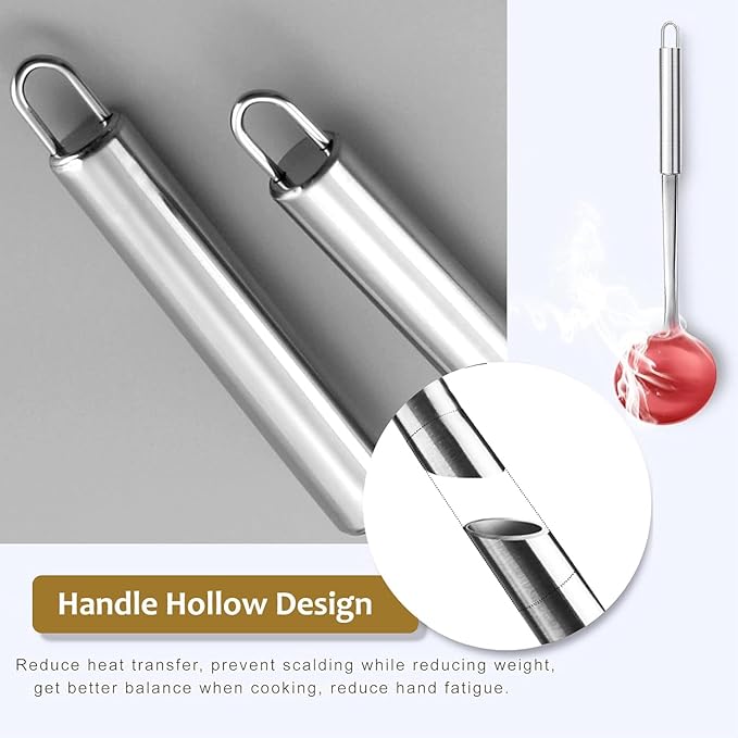 Stainless Steel Kitchen Utensils Set, 10 PCS Stainless Steel Utensils Set for Cooking, Heat Resistant Spatula Cooking Utensils Set with Turners, Serving Spoon, Ladle, Skimmer, Pasta Fork