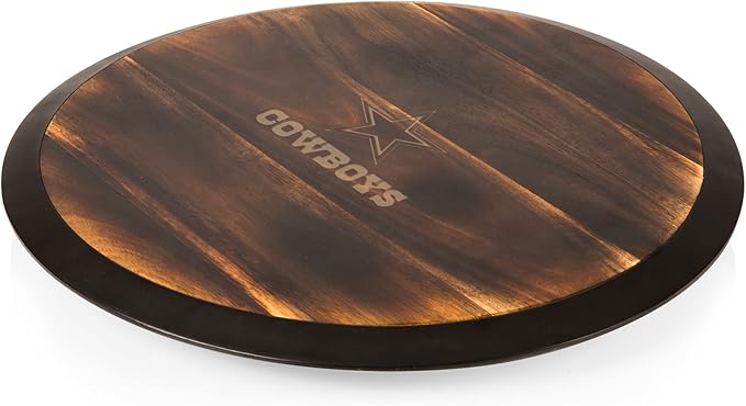 PICNIC TIME NFL Unisex NFL Lazy Susan Serving Tray, Wooden Turntable Round Charcuterie Board, Cheese Serving Platter