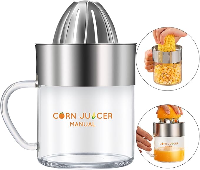 Corn Stripper 2-in-1 Citrus Juicer Hand Orange Juicer Lemon Squeezer Corn Peeler Corn Cob Stripping Tool Corn Cutter & Remover 20oz