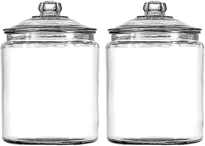 Anchor Hocking Heritage Hill 1 Gallon Glass Jar with Lid, Set of 2