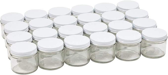 Pinnacle Mercantile 2 oz Glass Jars Containers Spice Straight Sided with White Metal Lids 24 ct case