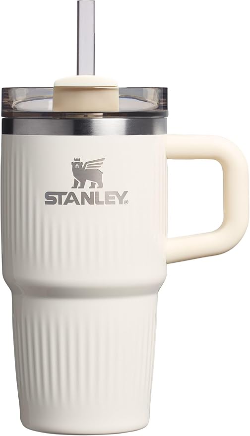 STANLEY Quencher H2.0 Tumbler with Handle and Straw 20 oz | Flowstate 3-Position Lid | Cup Holder Compatible for Travel | Insulated Stainless Steel Cup | BPA-Free | Fluted Cream Gloss