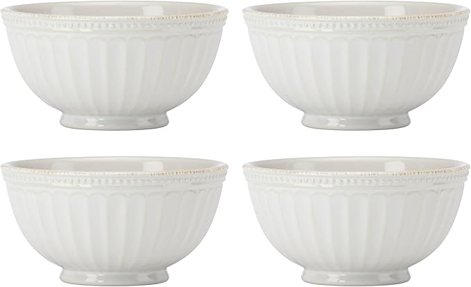 Lenox 895719 French Perle Groove All-Purpose Bowls, Set Of 4 White