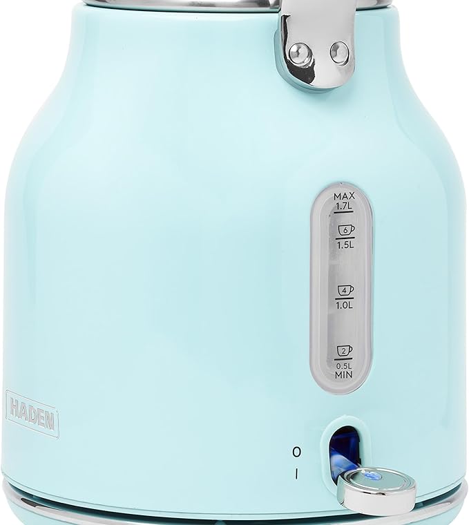 Haden Heritage 1.7 Liter Stainless Steel Electric Tea Kettle with Heritage 2 Slice Wide Slot Stainless Steel Bread Toaster, Turquoise