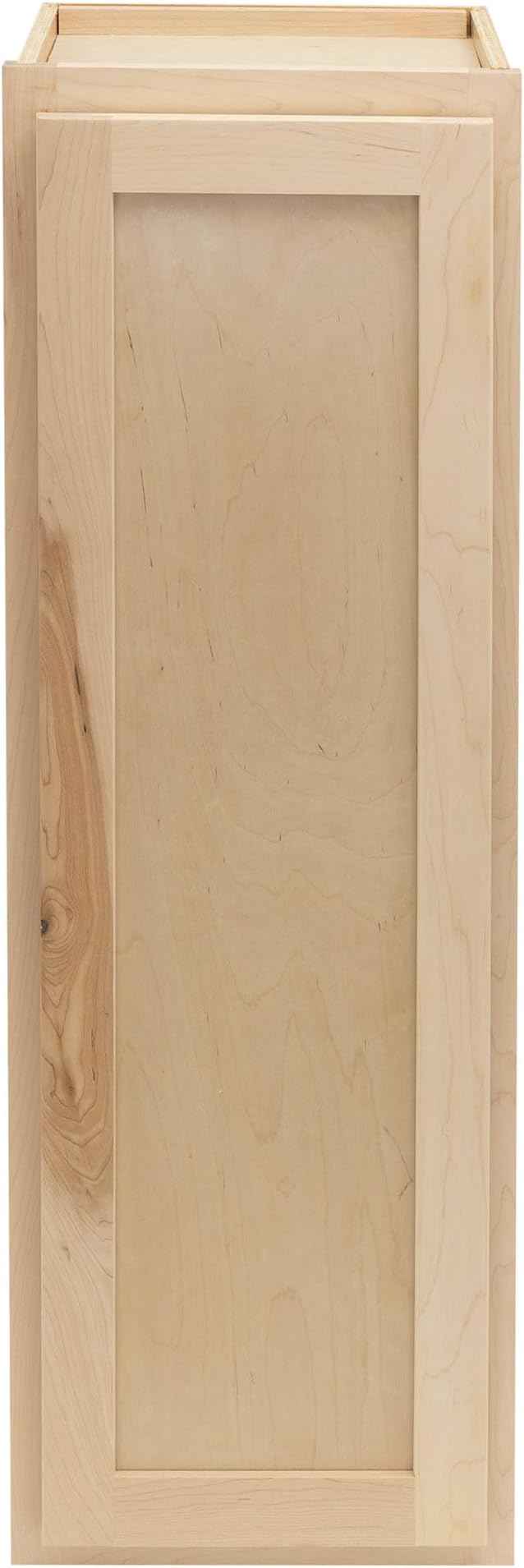 Quicklock RTA (Ready-to-Assemble) 42" Tall Wall Kitchen Cabinets - Shaker Style | 100% Hardwood | Made in America | Soft Close Hardware (Raw Maple, 12" D x 12" W x 42" H)