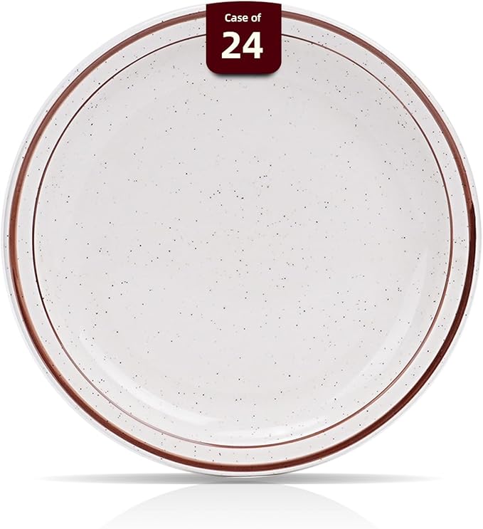 Stoneware Narrow Rim Commercial Grade Dinnerware Brown Speckle, Plate 9 5/8", Case of 24