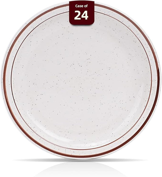 Stoneware Narrow Rim Commercial Grade Dinnerware Brown Speckle, Plate 9 5/8", Case of 24