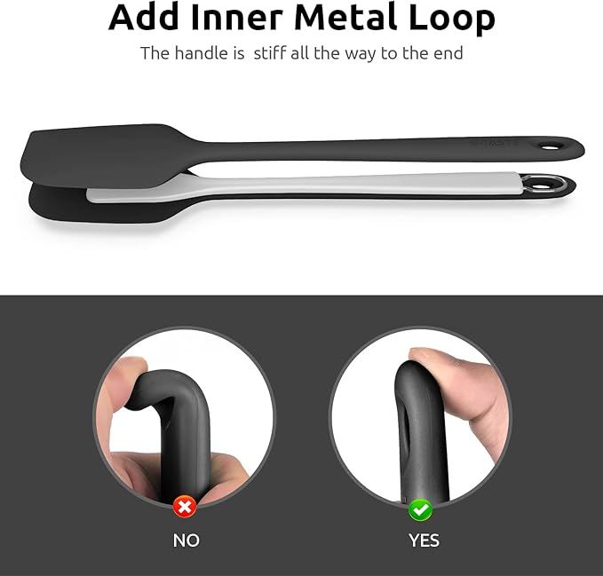 14in Extra Long Silicone Spatula: U-Taste 480ºF Heat Resistant Flexible Baking Mixer Scraper, Large Rubber Mixing Stirring Scraping Seamless Kitchen Turner Utensil for Nonstick Cookware (Black)