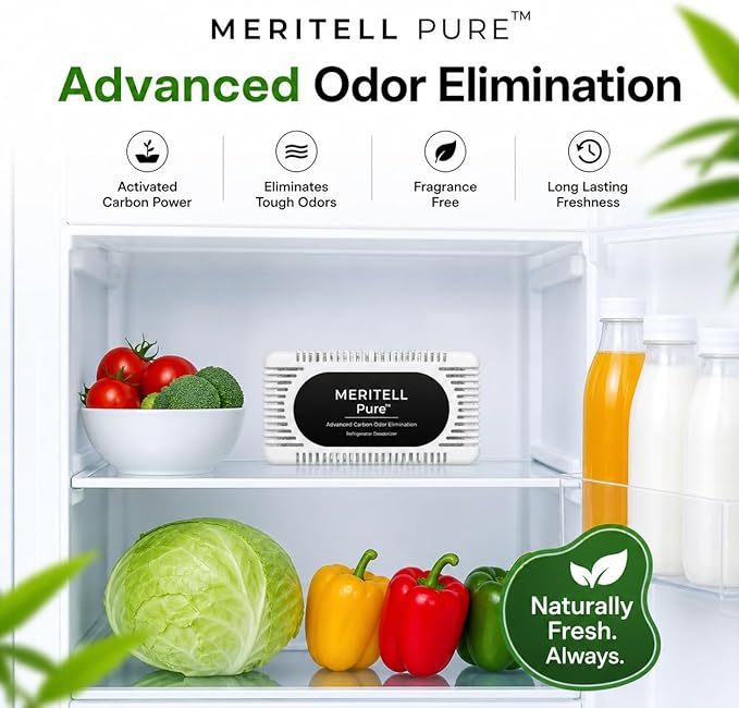 Fridge Deodorizer – Activated Charcoal Refrigerator Odor Eliminator – Long-Lasting Fridge Odor Absorber for Freezer, Cooler & Lunch Box – Baking Soda Alternative (2 PACK)