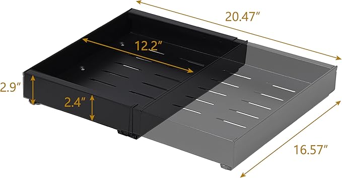 SunnyPoint Pull-Out Cabinet Organizer Expandable Drawer Shelf (BLACK)