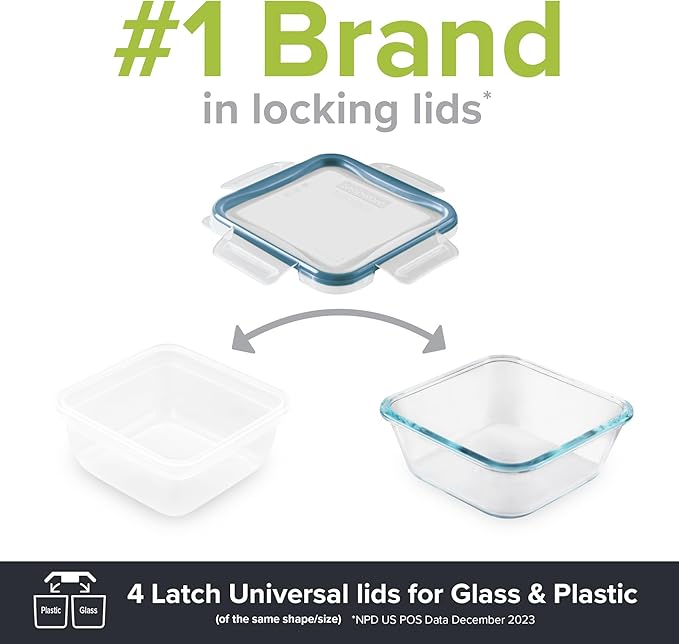 Snapware Plastic Total Solution 16-Pc Food Storage Containers Set, (4) 2-Cup & (4) 1.2-Cup Round Meal Prep Container, Plastic BPA-Free Lids with 4 Locking Tabs, Microwave, Dishwasher, and Freezer Safe