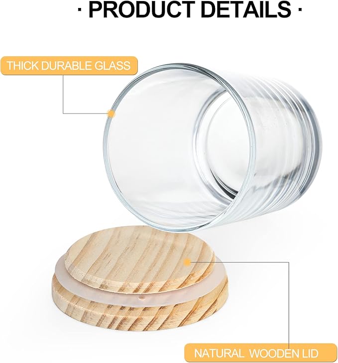 Thick Candle Jars for Making Candles 12 Pcs, 7 OZ Empty Jars with Wood Lids for Candle Making, Sample Container, Matte White