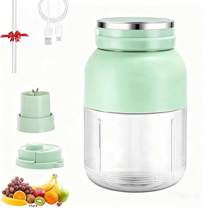 Blender Mini Japan, 28/37fl Oz Hand Blender, Leak Proof Design No Filter Required | Wireless | One Cup with Double Lid, USB-C Rechargeable, for Smoothies, Shakes (1pc A, 37fl Oz)