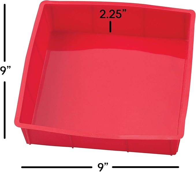 Mrs. Anderson's Baking Silicone 9-Inch Square Cake Pan, BPA Free, Non-Stick European-Grade Silicone, 9 x 9-Inches