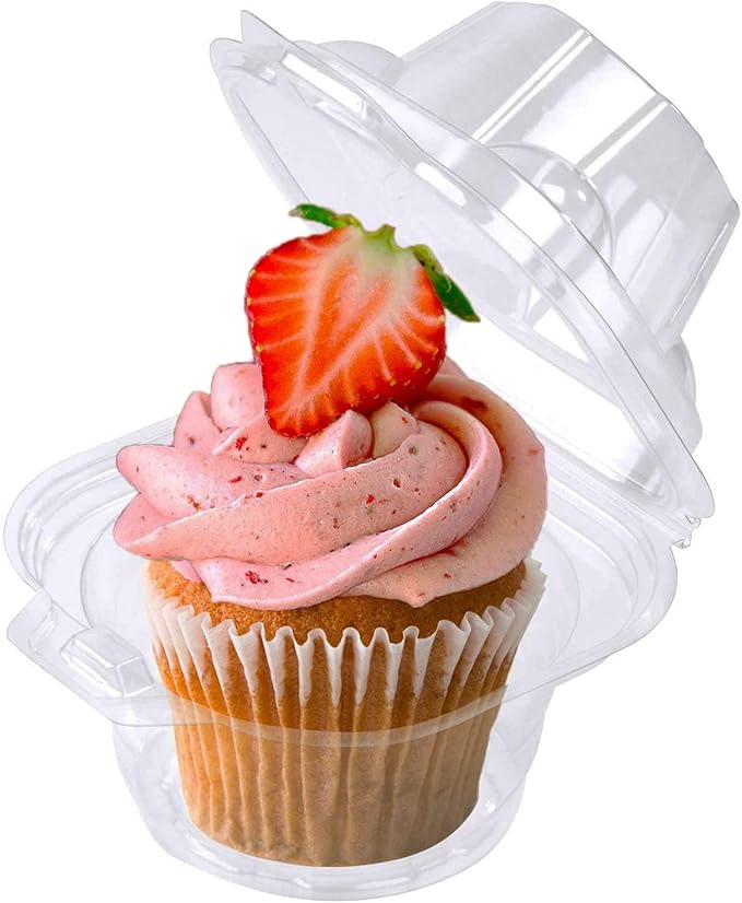 NPLUX 150 Pack Individual Cupcake Containers Plastic Cupcake Boxes Cupcake Holders Stackable Deep Dome Cupcake Carrier