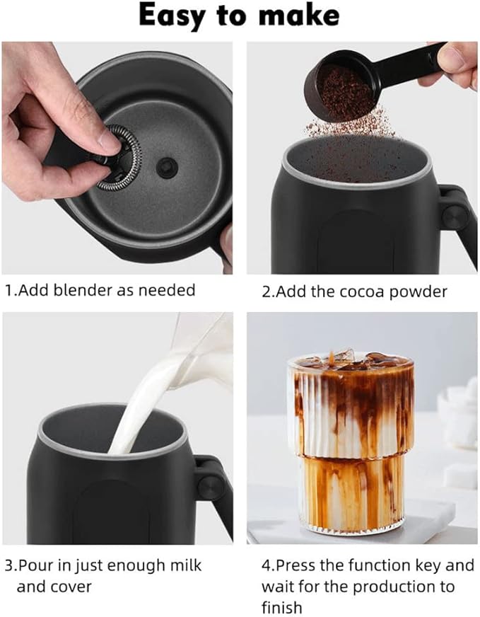 Electric Milk Frother and Steamer,4 In 1 Electric Milk Steamer,450ml Milk Frother and Warmer,Automatic Hot and Cold Foam Maker,with Foldable Handle,for Coffee/Latte/Cappuccino