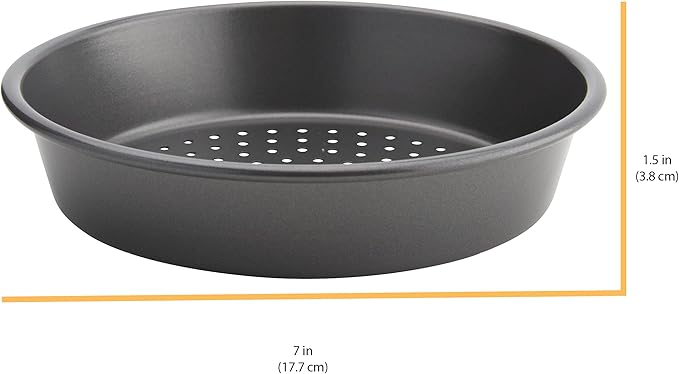Chicago Metallic Deep Dish Pizza Pan Set of 4, 7 Inch Personal Size, Heavy-Duty Carbon Steel with Perforated Bottom for Crispy Crust, Perfect for Family Pizza Night