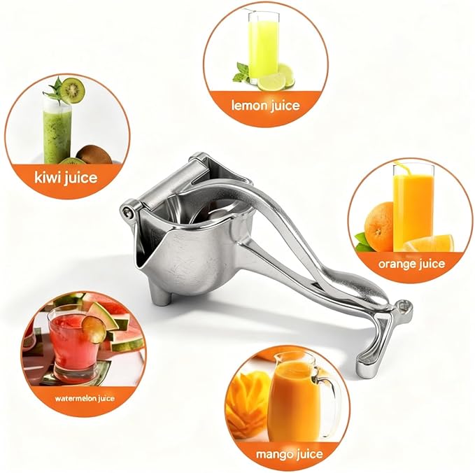 Hand Juicer Squeezer, Aluminum Alloy Fresh Fruit Juice Extractor, Fruit Juice Handheld Press Squeezer with Seed Filter, Heavy Duty Manual Hand Press Juicer for Orange Pomegranates Apple Lemon Lime (1)
