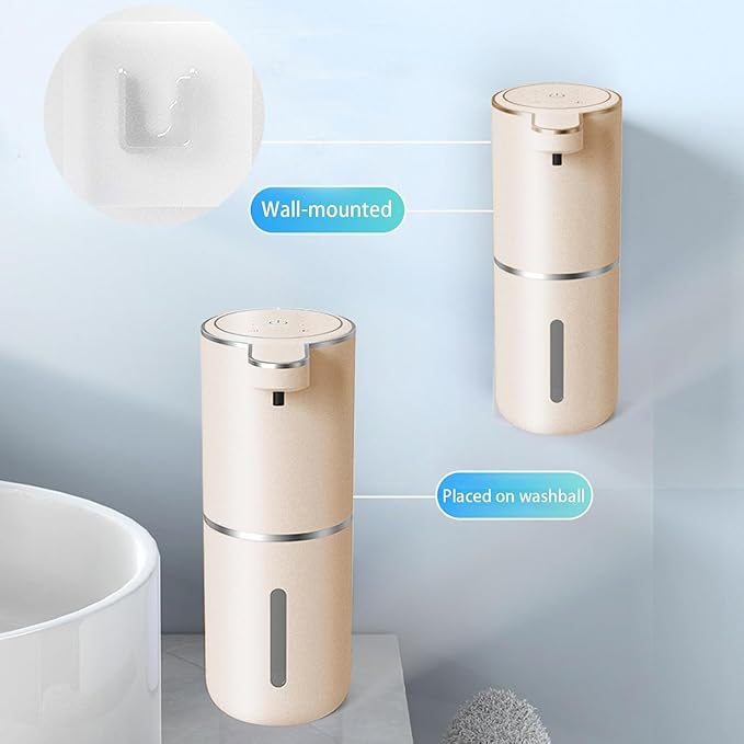 Automatic Liquid Soap Dispenser,Touchless Hand Soap Dispenser USB Rechargeabled Dispenser Electric,Wall Mounted 4 Levels Adjustable Dispenser Pump for Bathroom Kitchen Dish Soap Gold