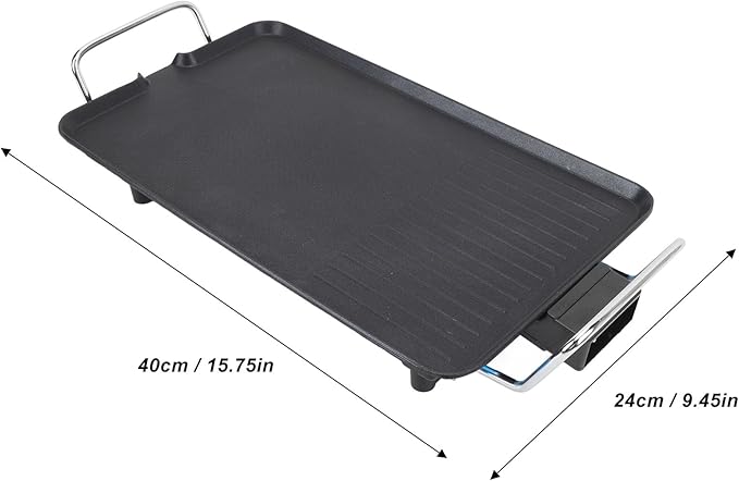 Indoor Electric Grill Non Stick Practical Multifunctional Stove Top Flat Griddle with Original Flavor for Indoor BBQ Hotpot Cooking (US)