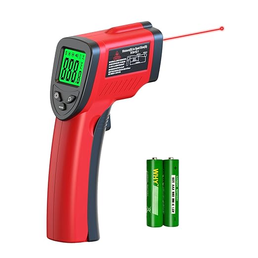 Digital Infrared Thermometer Gun -58℉ to 1022℉ (-50℃ to 550℃), Adjustable Emissivity, Laser Temperature Gun for Cooking, BBQ, Oven, Engine, and Industrial Use (Not for Human Body)