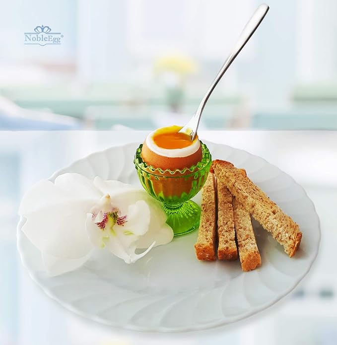 NobleEgg Antique Style Egg Cups for Soft Boiled Eggs | Set of 4 | Egg Timer Pro | 18/8 Egg Spoons | Egg Topper | Premium Gift/Storage Box