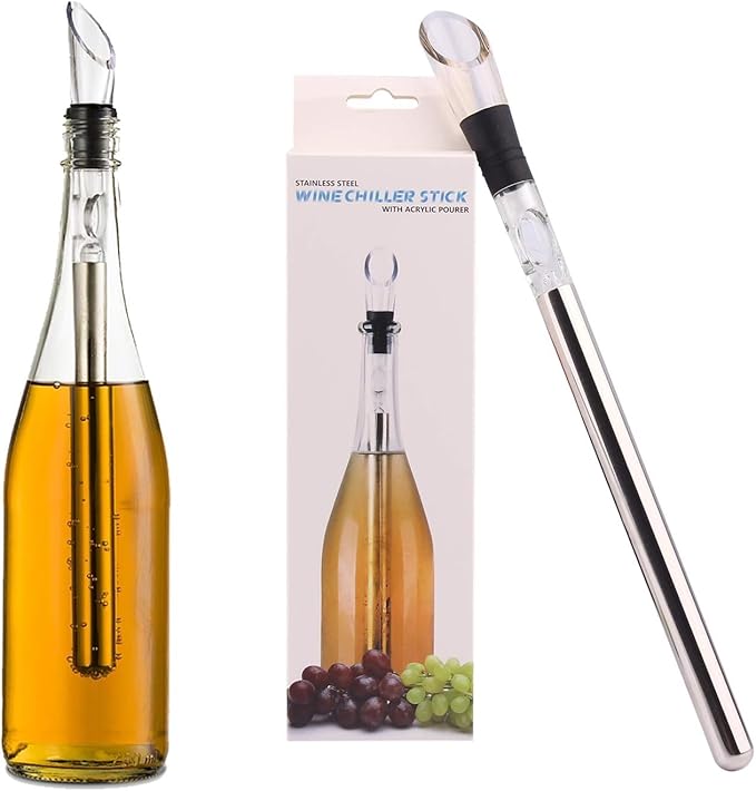 Rechargeable Electric Wine Opener Set with 3-in-1 Stainless Steel Bottle Cooler - Automatic Corkscrew, Wine Chiller，Vacuum Sealer, Foil Cutter, Pourer, Cool your wine for its flavor,Valentine gift