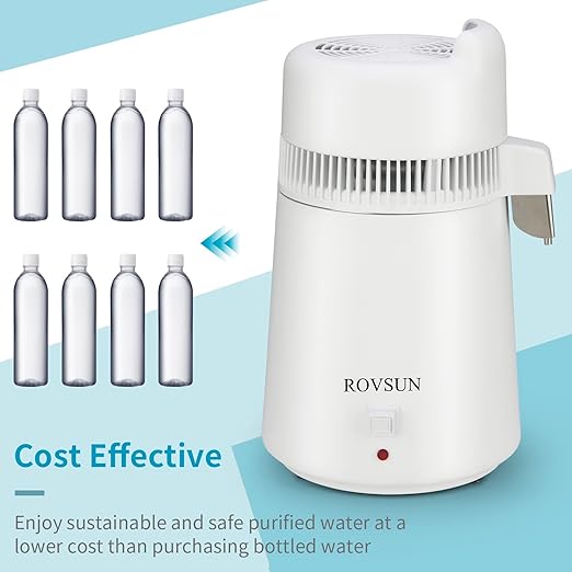 Bonnlo 1.6 Gallon/6L Water Distiller w/BPA-Free Container & All Stainless Steel Interior for Home Use, 900W Countertop Distilled Water Machine Maker Purifier Filter, Distilling Pure Water Maker