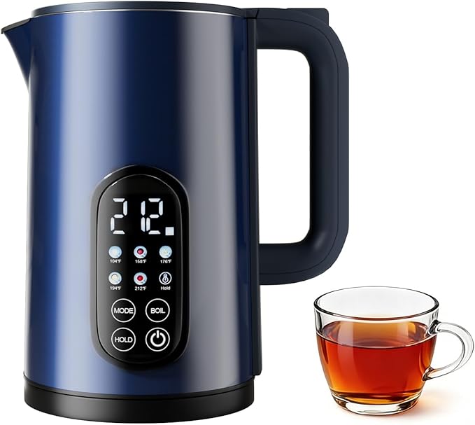 Electric Kettle with Temperature Control, 1.7L Stainless Steel Hot Water Kettle, 5 Presets for Tea & Coffee, 2H Keep Warm, Fast Boil, Auto Shut-Off & Boil-Dry Protection, Cordless Tea Kettle,Blue