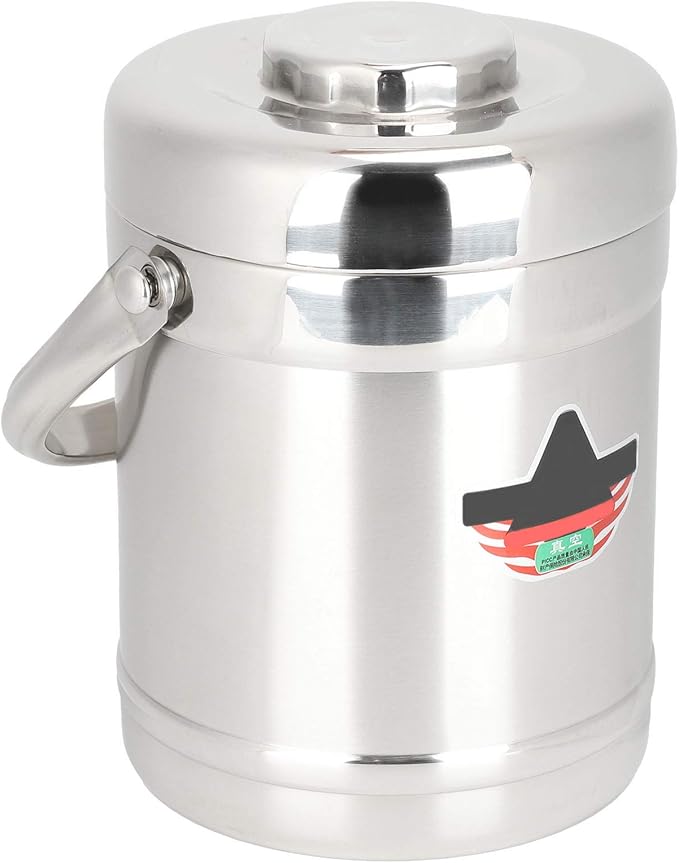 Vacuum-Insulated Food Jar, 1.8L Straight Shape Double-Wall Vacuum Insulated Lunch Box, Stainless Steel Hot Food Container and Lunch Container Bento Box for Food Flask Wide Mouth, Silver