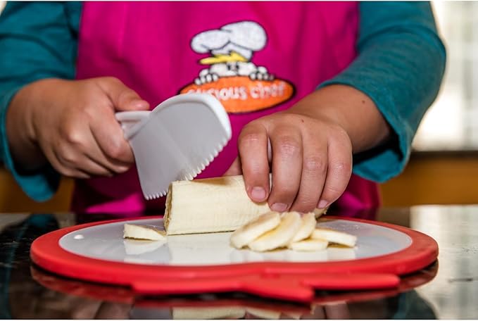 Curious Chef Kid Safe Kitchen Knife Set - 3-Piece Nylon Knives for Kids, White & Green, Ages 4+ - Non-Scratch Tools for Nonstick Pans & Kitchen Tool Set