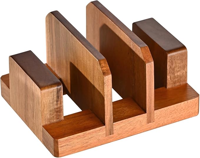 Fox Run Acacia Wood Cutting Board Holder, 3 Slot Cutting Board Organizer