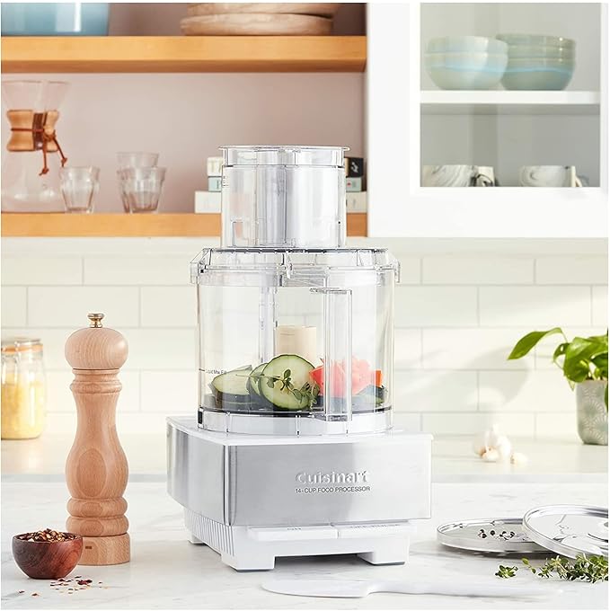 Cuisinart Food Processor 14-Cup Vegetable Chopper for Mincing, Dicing, Shredding, Puree & Kneading Dough, White Stainless, DFP-14BCWNY